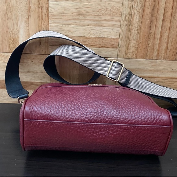 FURLA Avril BAPWAVR Burgundy Wine Pebbled Leather Guitar Strap Crossbody Bag - Picture 7 of 16